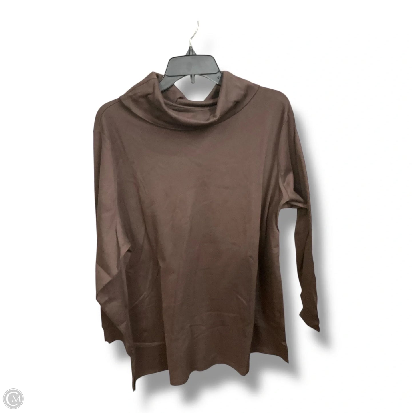 Top Long Sleeve Basic By D&co. In Brown, Size: 2x