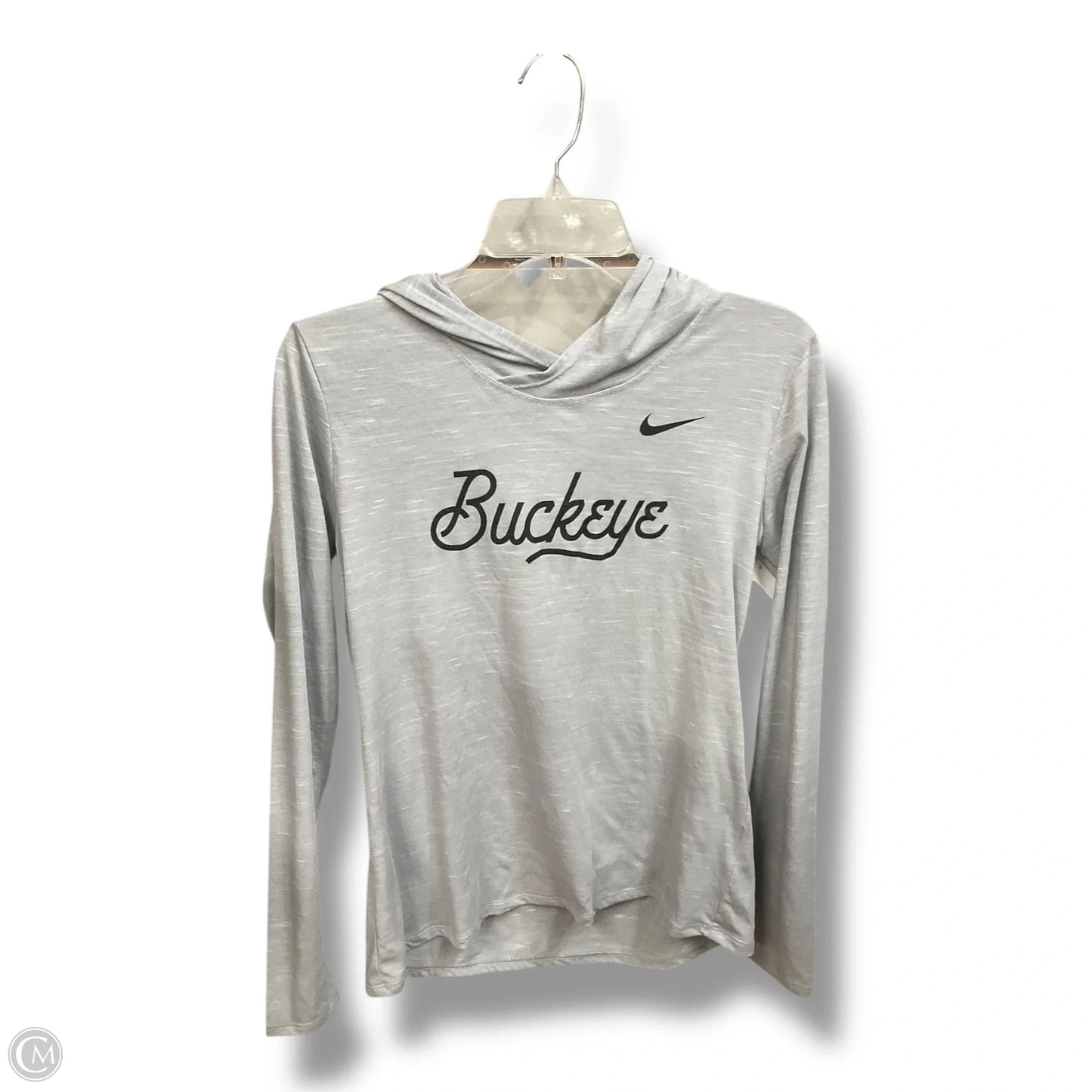 Athletic Top Long Sleeve Hoodie By Nike Apparel In Grey, Size: M