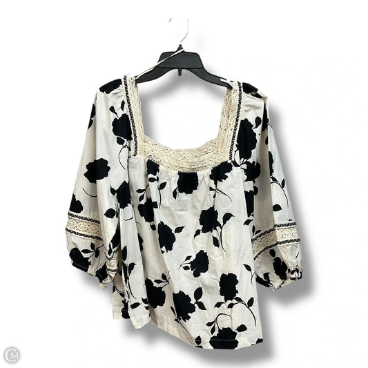 Top 3/4 Sleeve By Maurices In Black & White, Size: 2x
