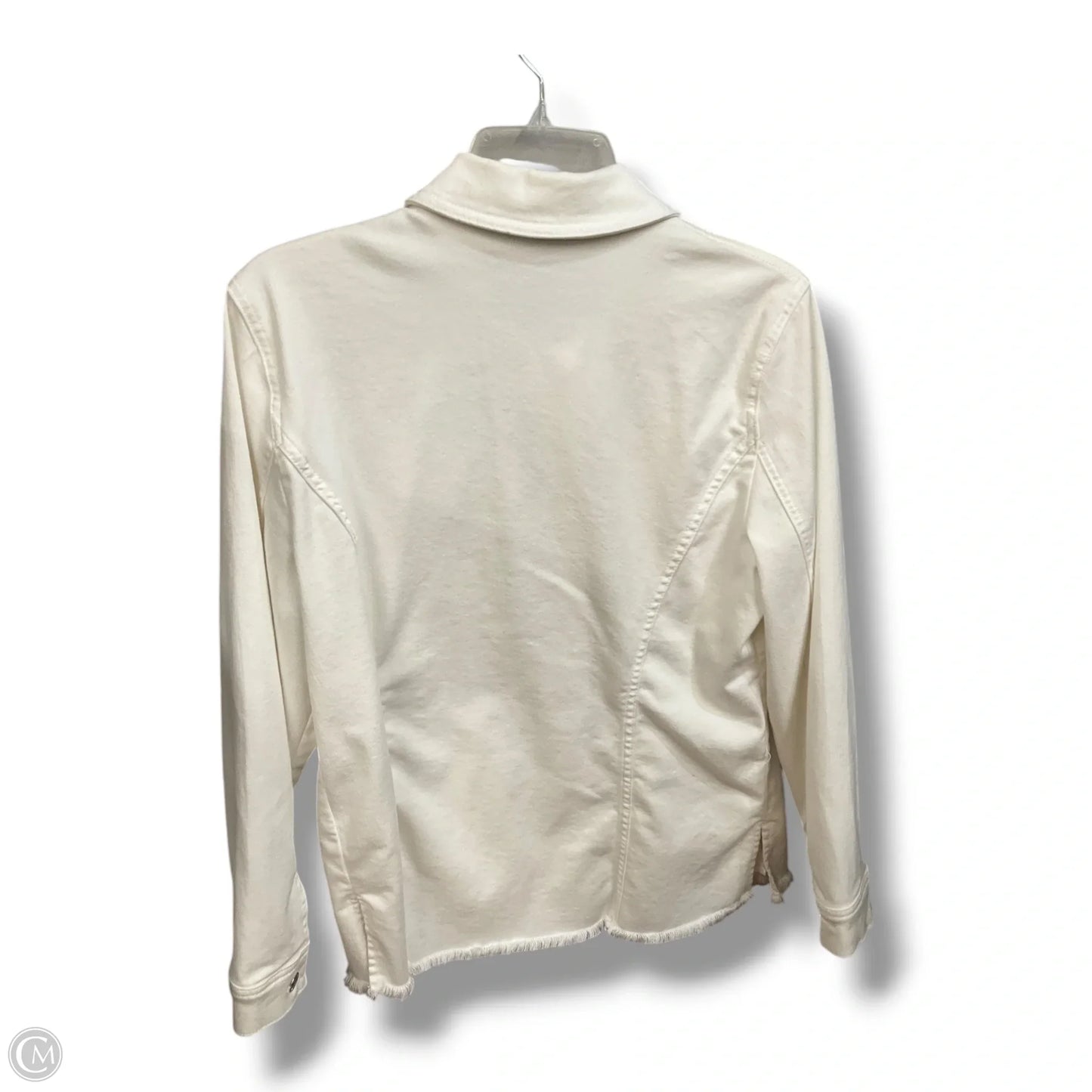 Jacket Denim By Chicos In White Denim, Size: L