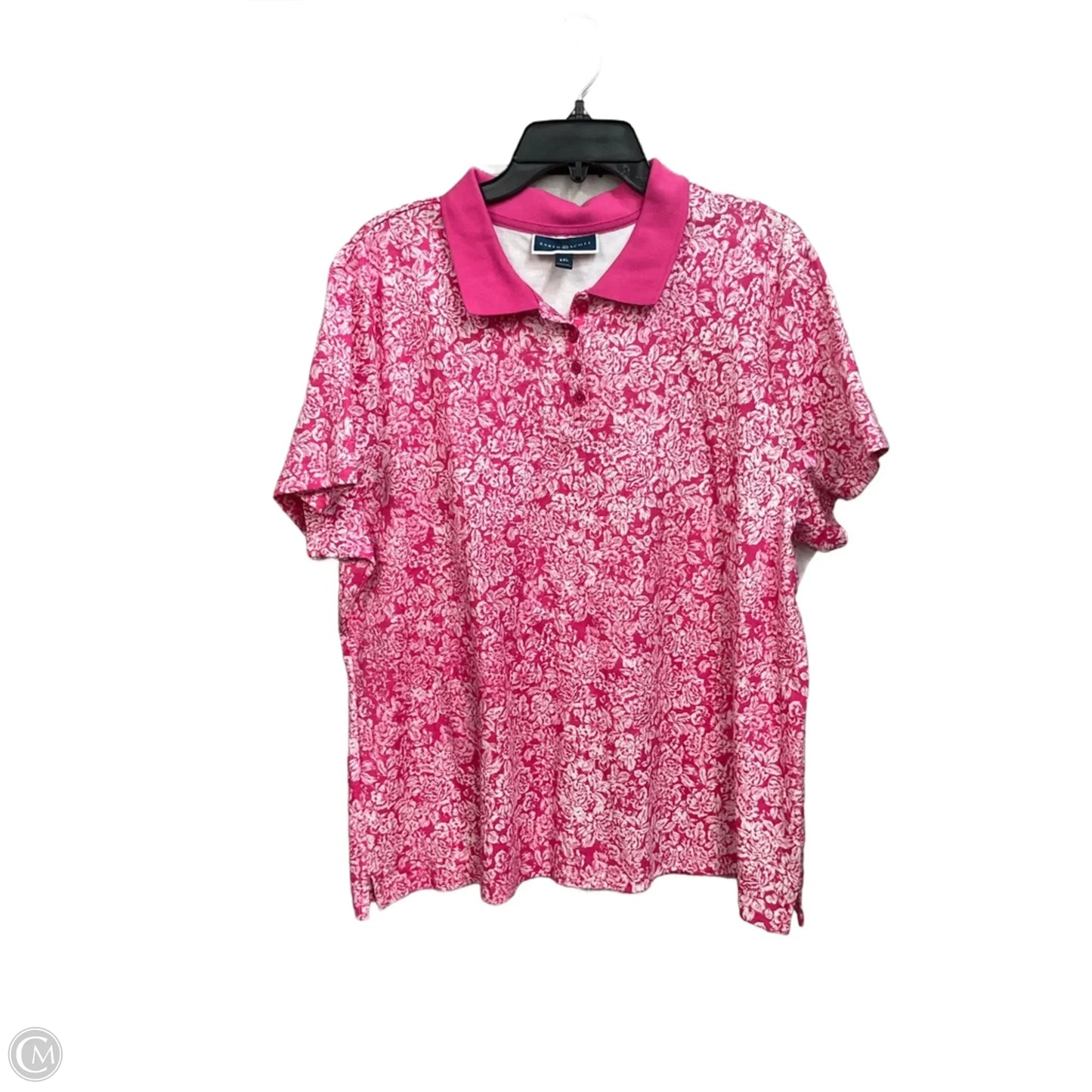 Top Short Sleeve By Karen Scott In Pink, Size: Xxl