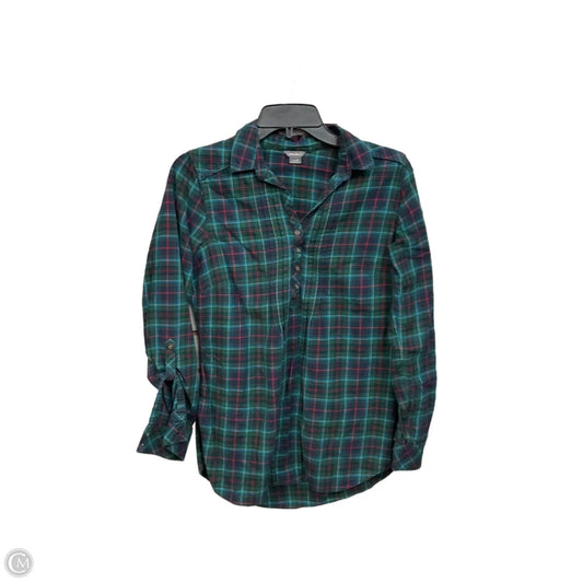 Blouse Long Sleeve By Eddie Bauer In Plaid Pattern, Size: S