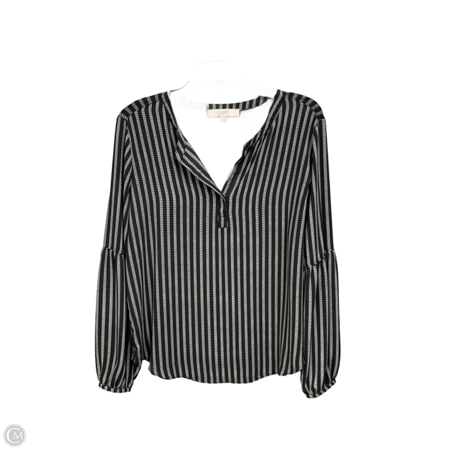 Blouse Long Sleeve By Loft In Black & White, Size: S