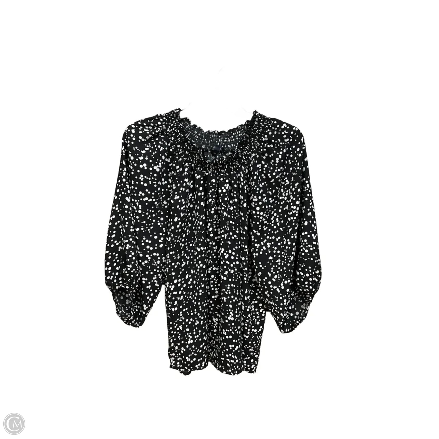 Blouse Long Sleeve By Adrienne Vittadini In Polkadot Pattern, Size: Xl
