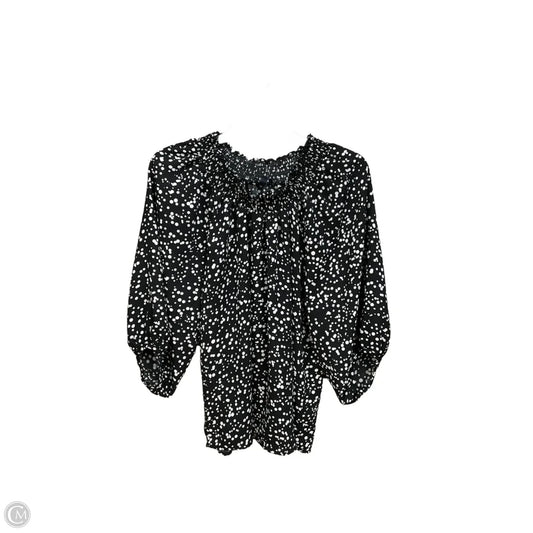 Blouse Long Sleeve By Adrienne Vittadini In Polkadot Pattern, Size: Xl