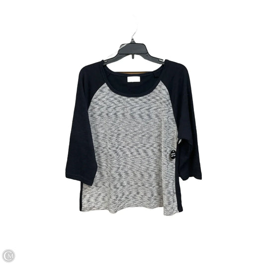 Top 3/4 Sleeve By Bobbie Brooks In Blue & White, Size: 2