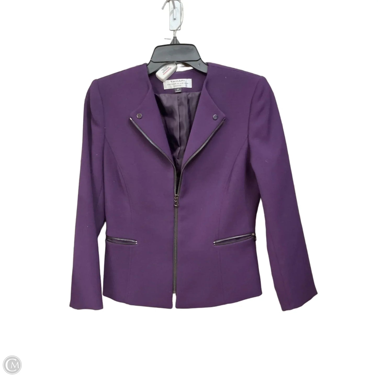 Jacket Moto By Tahari By Arthur Levine In Purple, Size: 4p