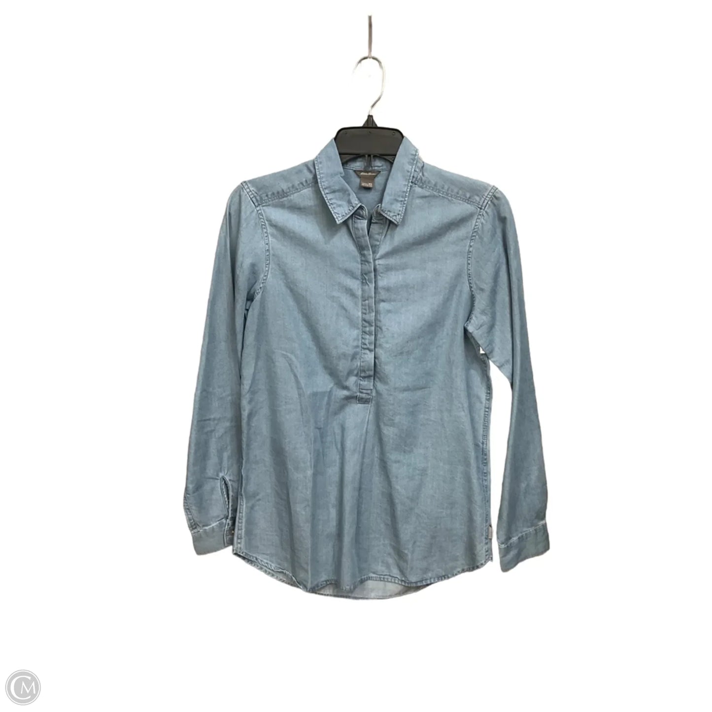 Blouse Long Sleeve By Eddie Bauer In Blue, Size: Xs