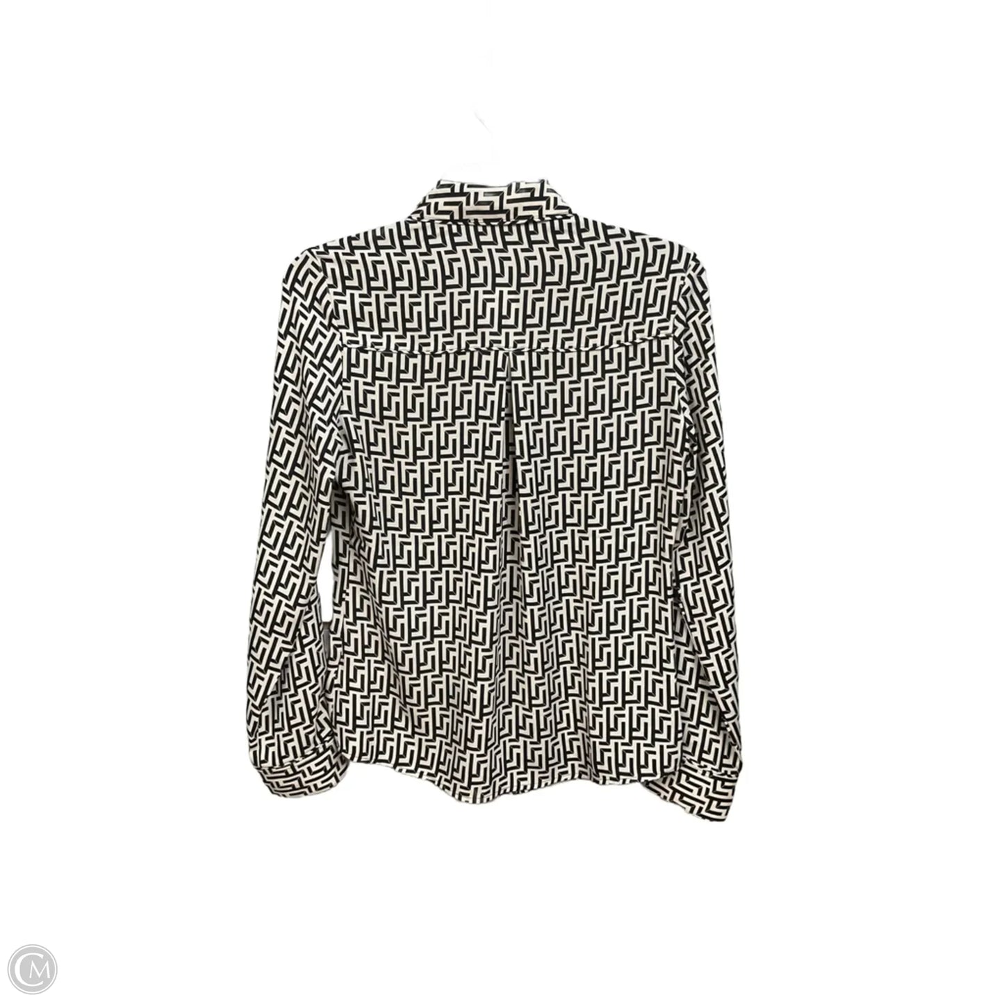 Blouse Long Sleeve By Express In Black & Cream, Size: Xs