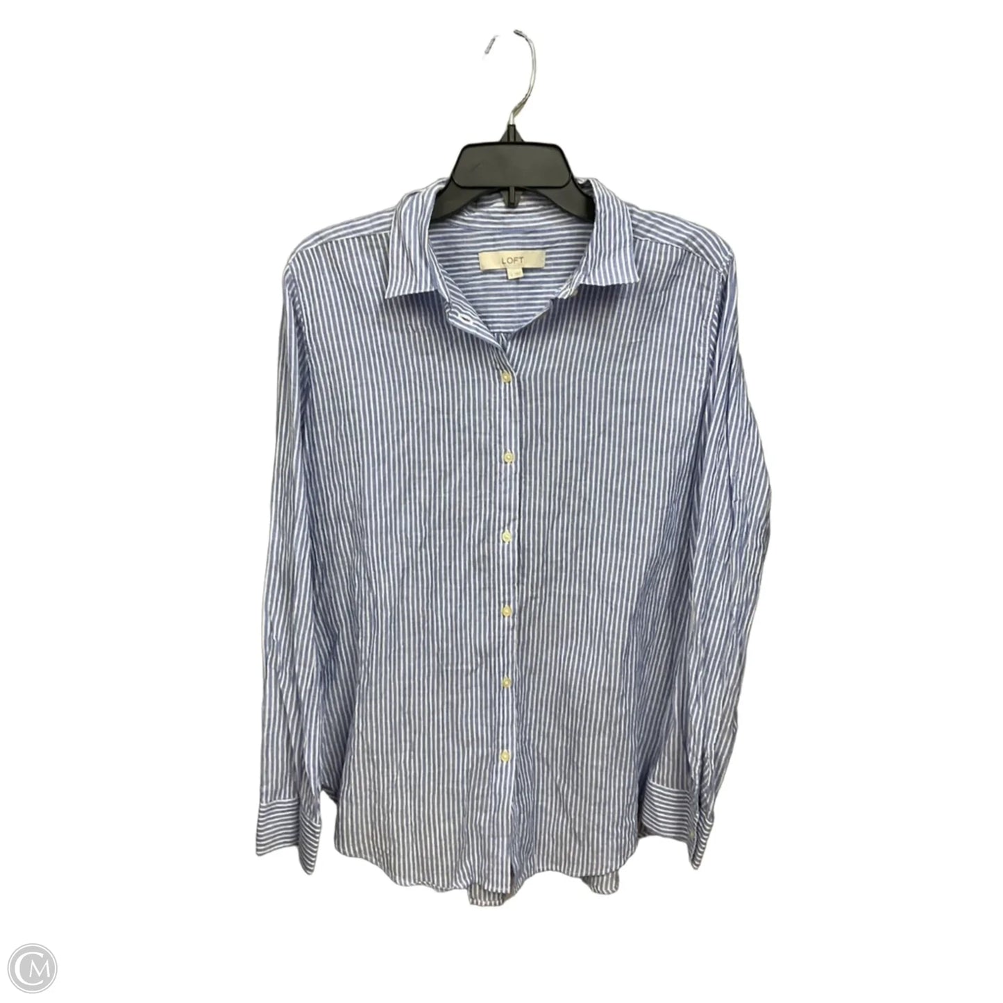 Blouse Long Sleeve By Loft In Striped Pattern, Size: L