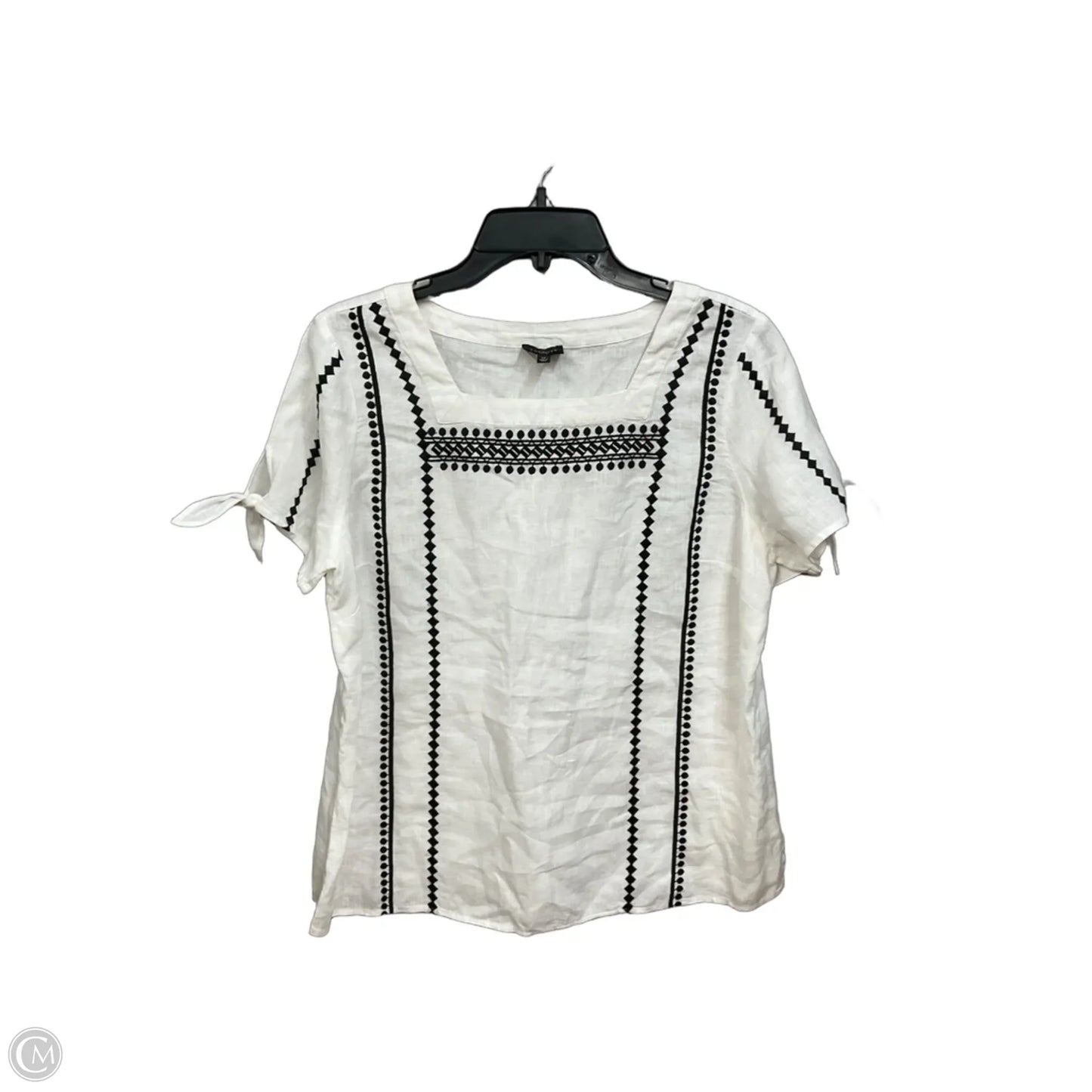 Top Short Sleeve By Talbots In Black & White, Size: Lp