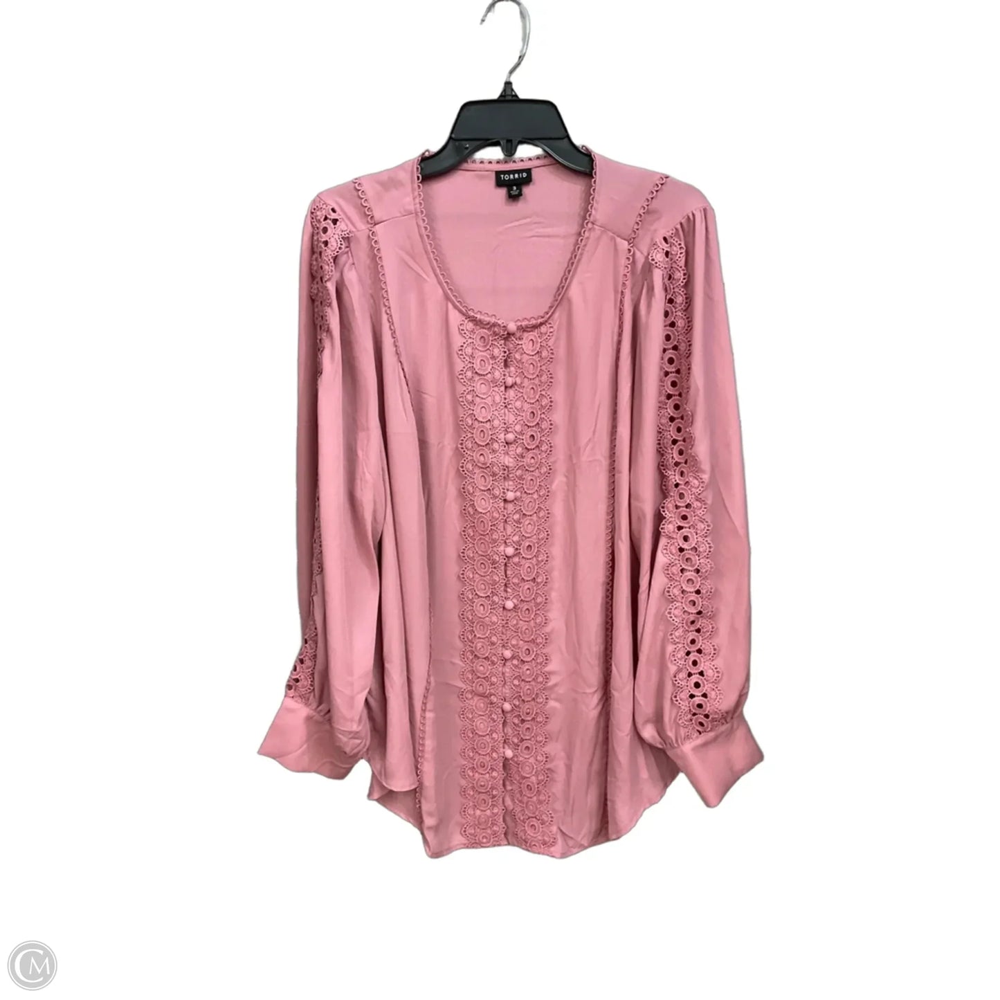 Blouse Long Sleeve By Torrid In Pink, Size: 3x