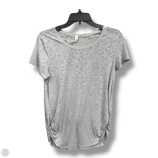 Athletic Top Short Sleeve By Lululemon In Grey, Size: M