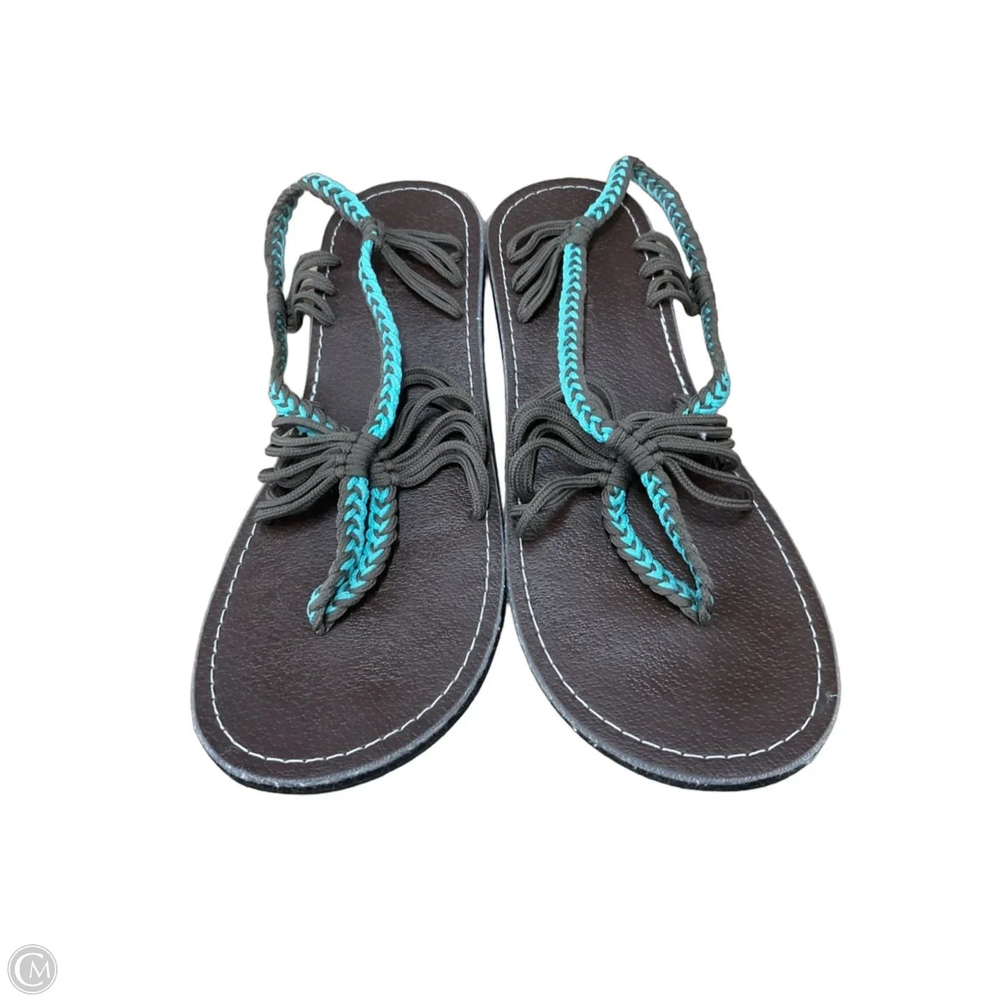 Sandals Flats By Cmb In Brown & Green, Size: 9