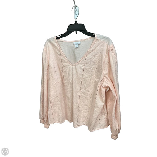 Blouse Long Sleeve By Liz Claiborne In Pink, Size: Xxl