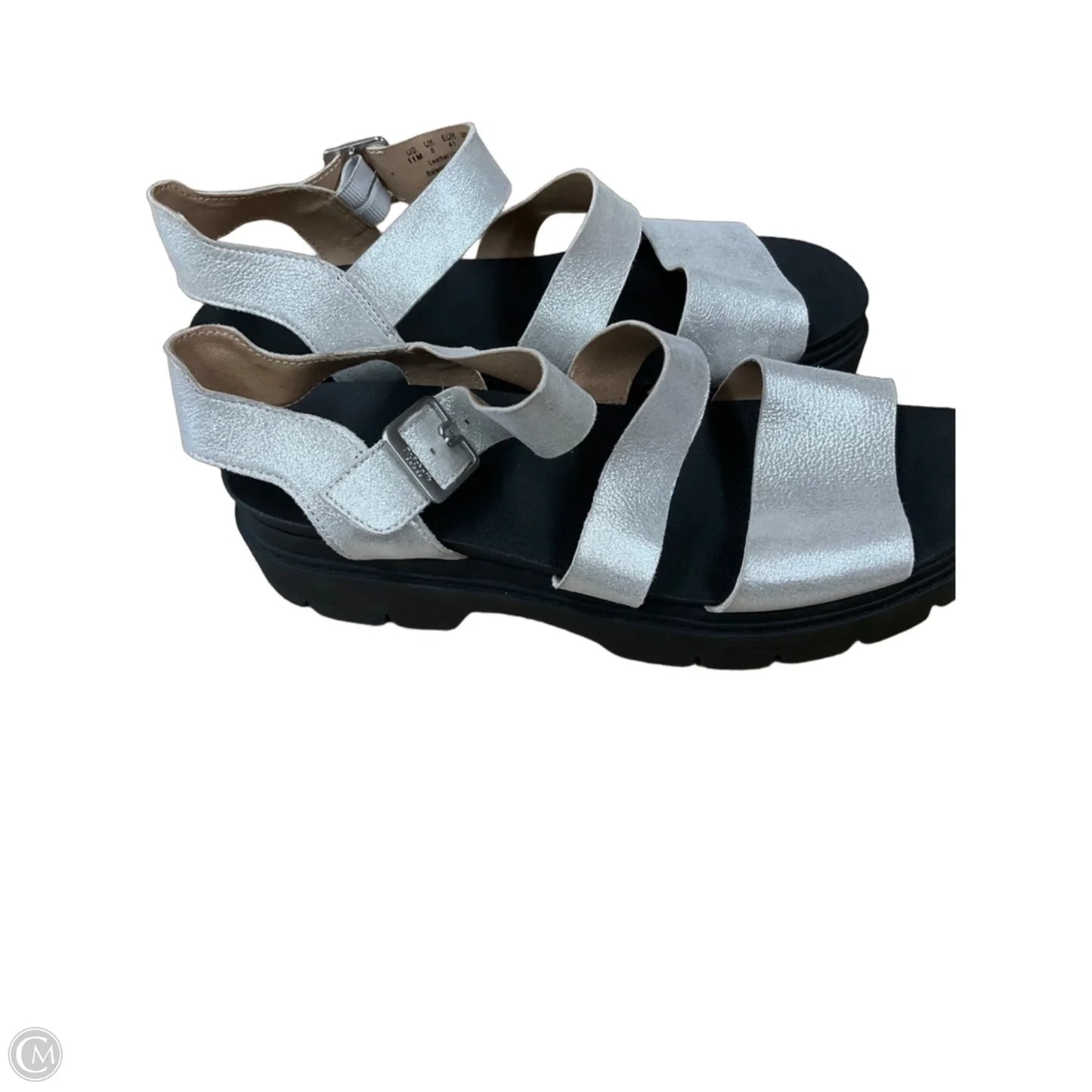 Sandals Heels Platform By Dr Scholls In Black & Silver, Size: 11