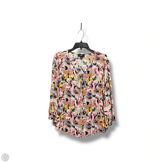 Top Long Sleeve By Agb In Floral Print, Size: Xl