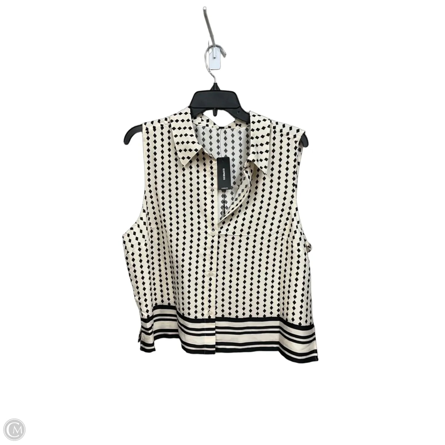 Top Sleeveless By Express In Black & White, Size: L