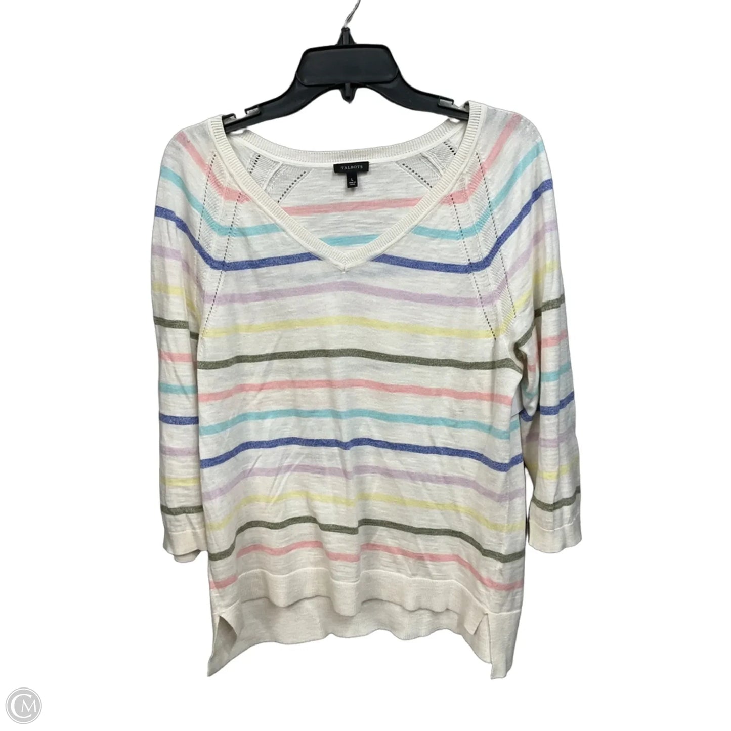 Top Long Sleeve By Talbots In Striped Pattern, Size: L