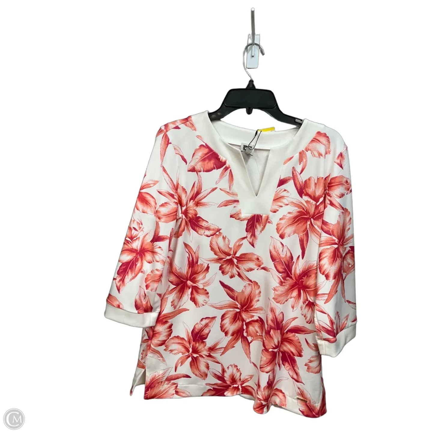 Tunic 3/4 Sleeve By Anne Klein In Floral Print, Size: M