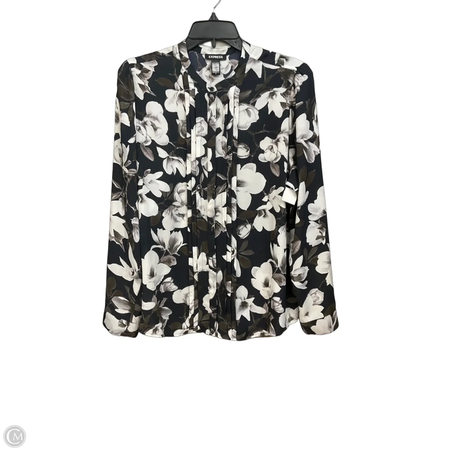 Blouse Long Sleeve By Express In Floral Print, Size: Xl
