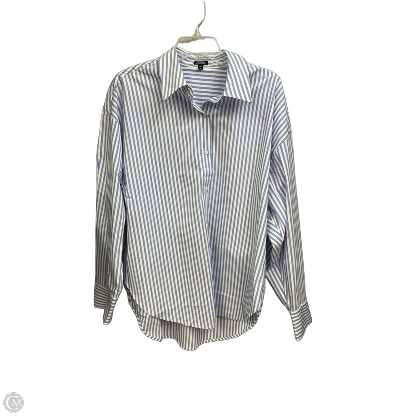 Blouse Long Sleeve By Express In Striped Pattern, Size: L
