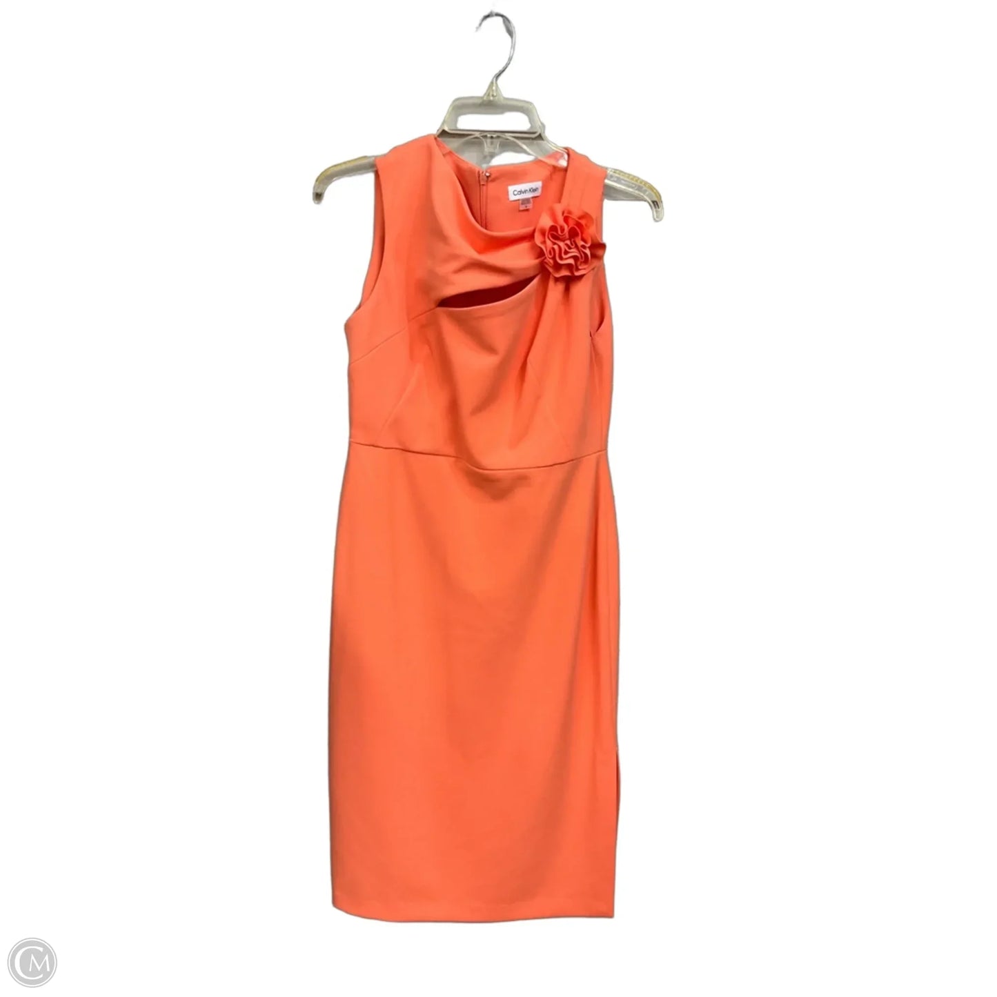 Dress Casual Midi By Calvin Klein In Peach, Size: S