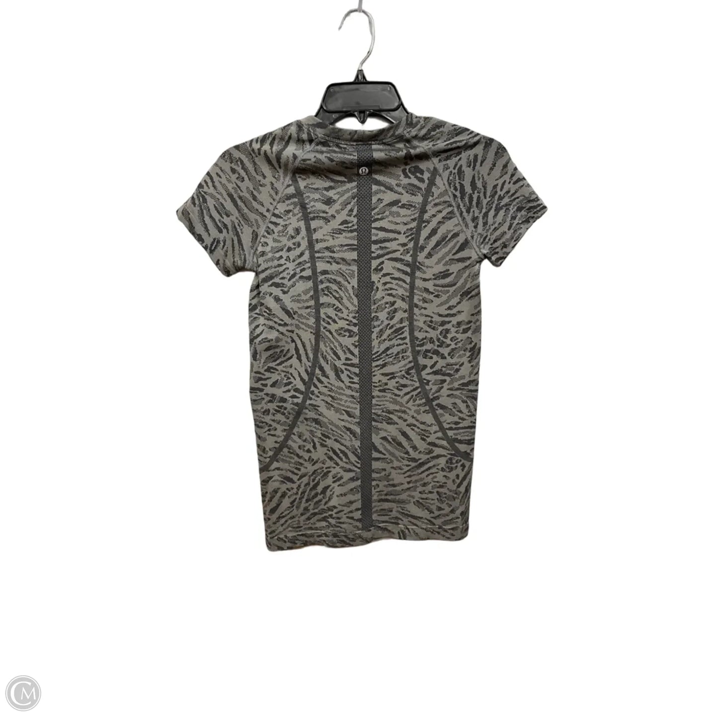 Athletic Top Short Sleeve By Lululemon In Black & Grey, Size: S