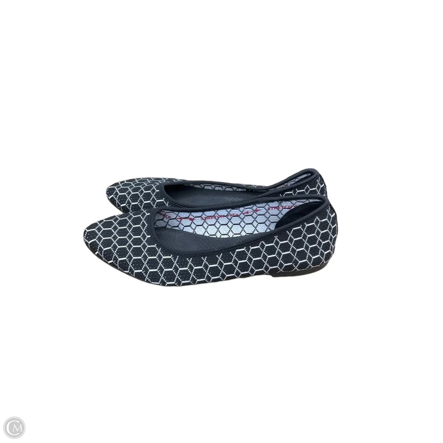 Shoes Flats By Skechers In Black & White, Size: 8.5