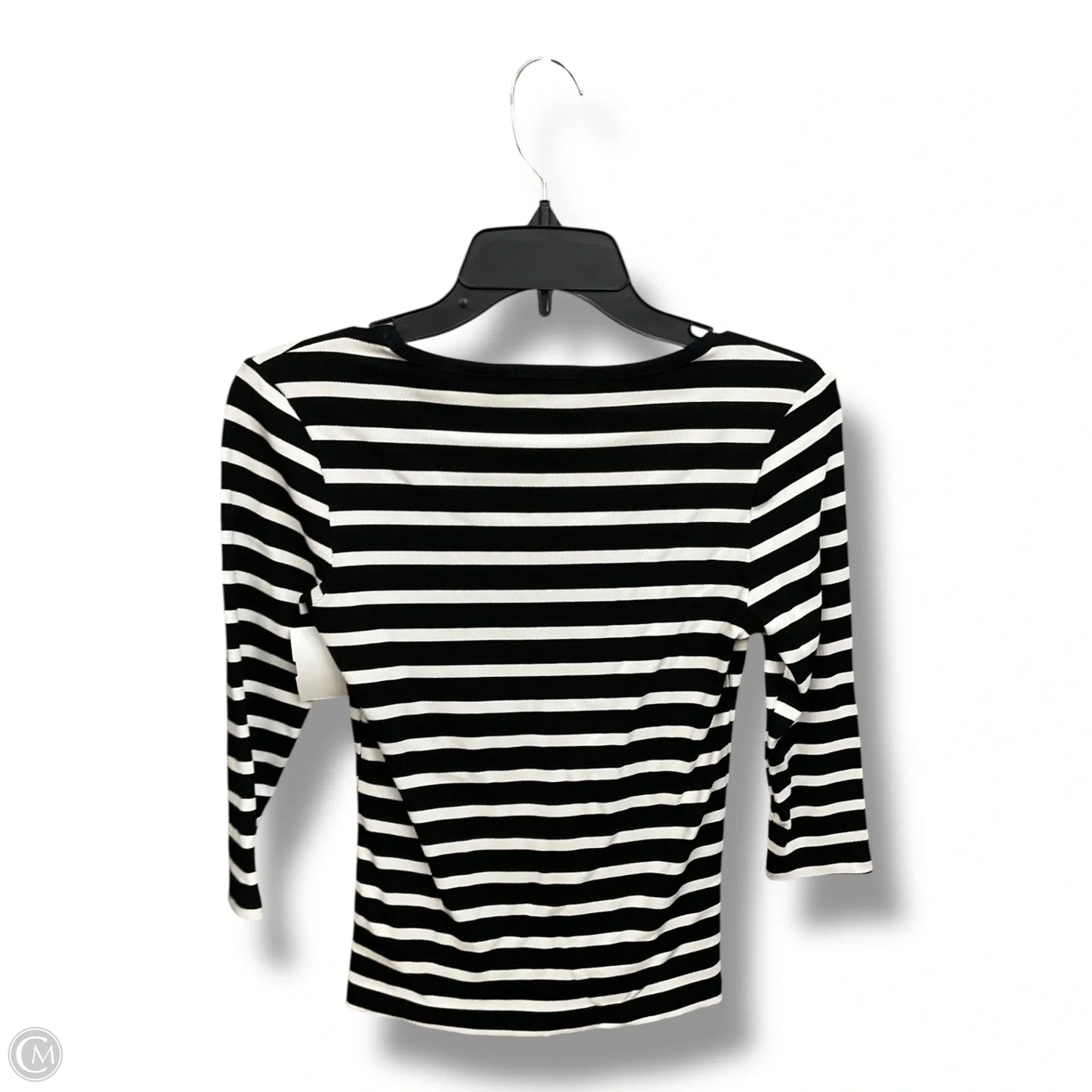 Top 3/4 Sleeve By Tahari By Arthur Levine In Black & White, Size: Xs