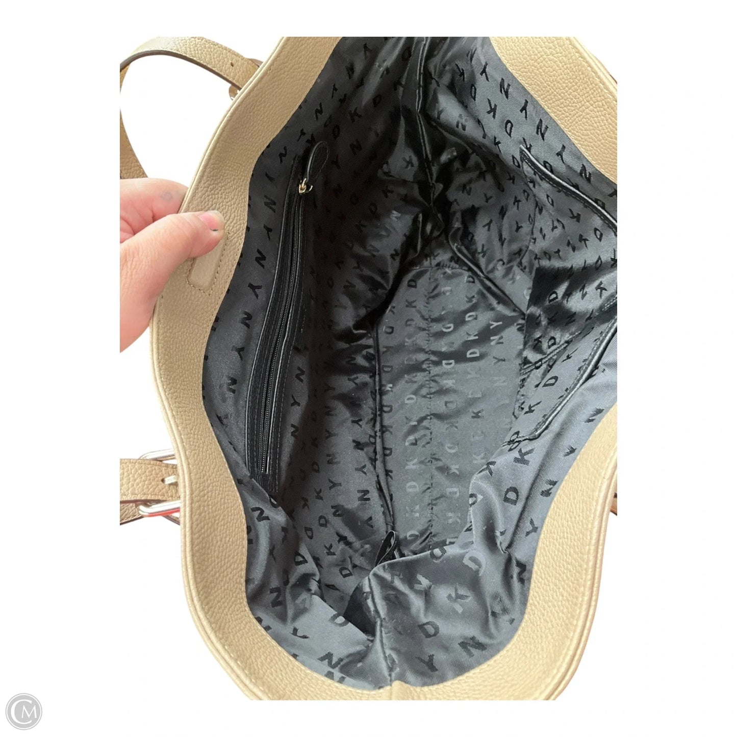 Handbag Leather By Dkny, Size: Large