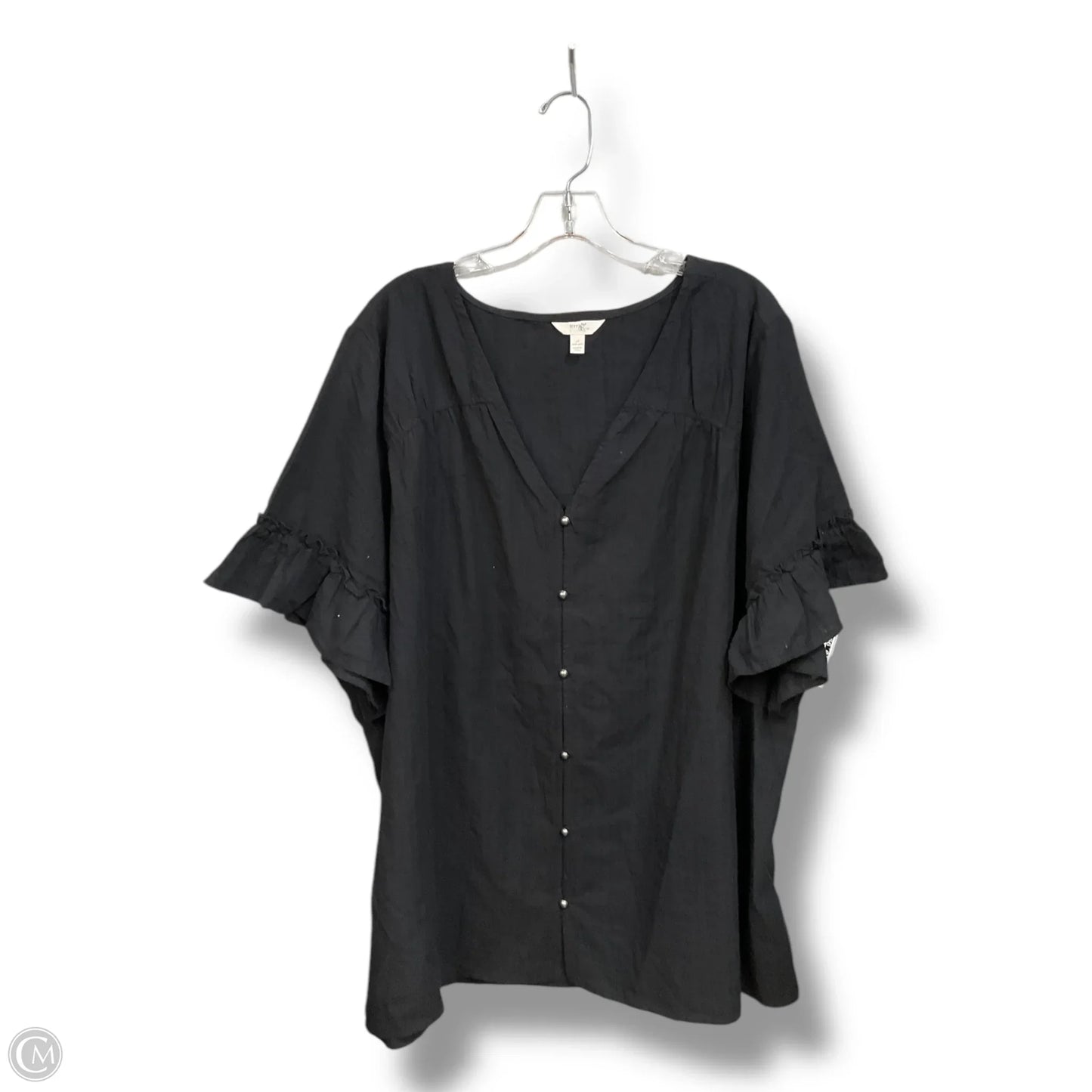 Blouse Short Sleeve By Terra & Sky In Black, Size: 1x