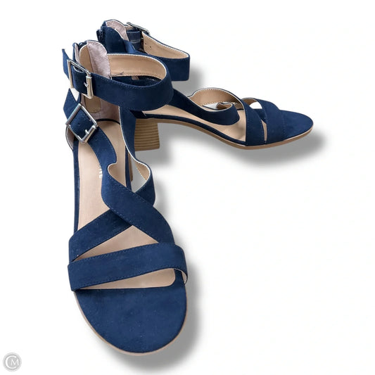 Sandals Heels Block By Clothes Mentor In Navy, Size: 8