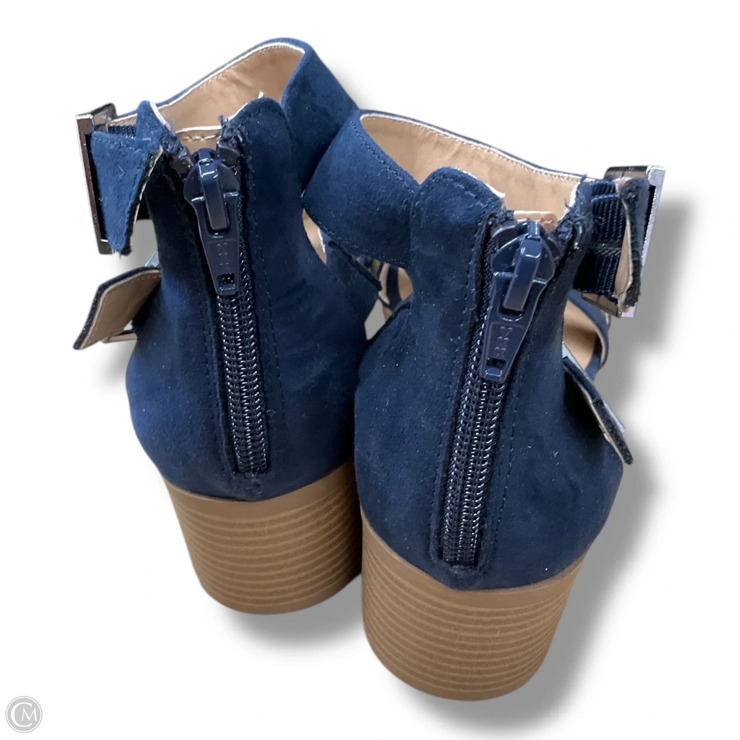 Sandals Heels Block By Clothes Mentor In Navy, Size: 8