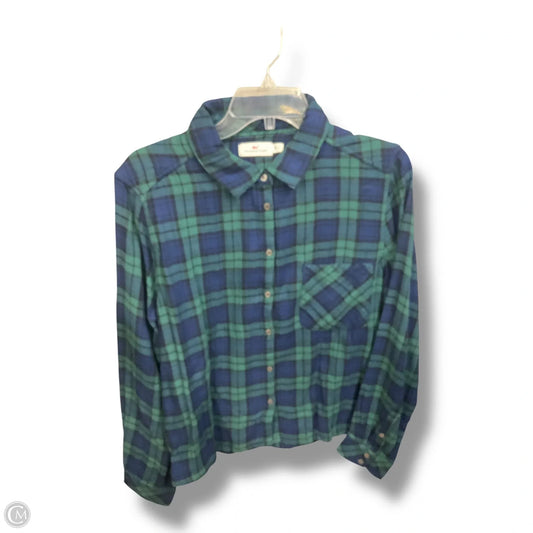 Blouse Long Sleeve By Vineyard Vines In Plaid Pattern, Size: L