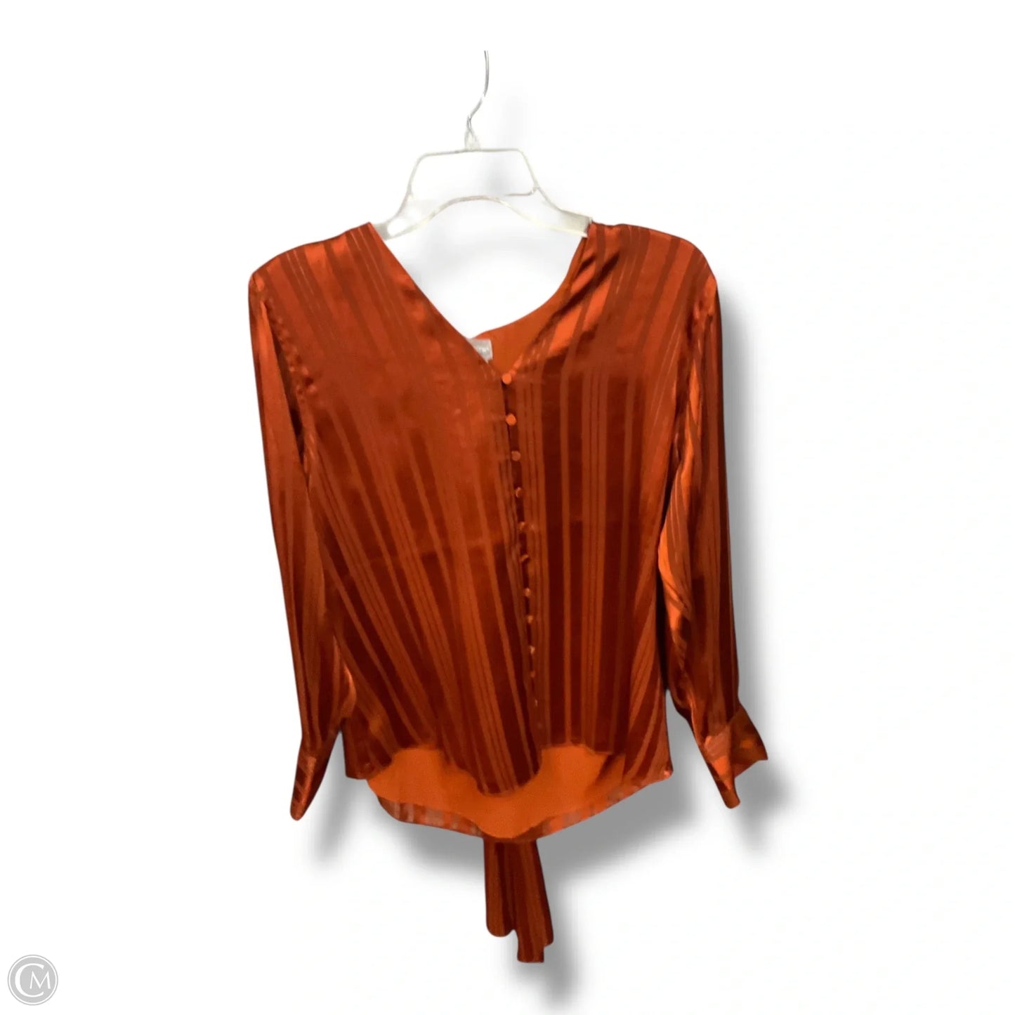 Blouse Long Sleeve By Chicos In Orange, Size: L