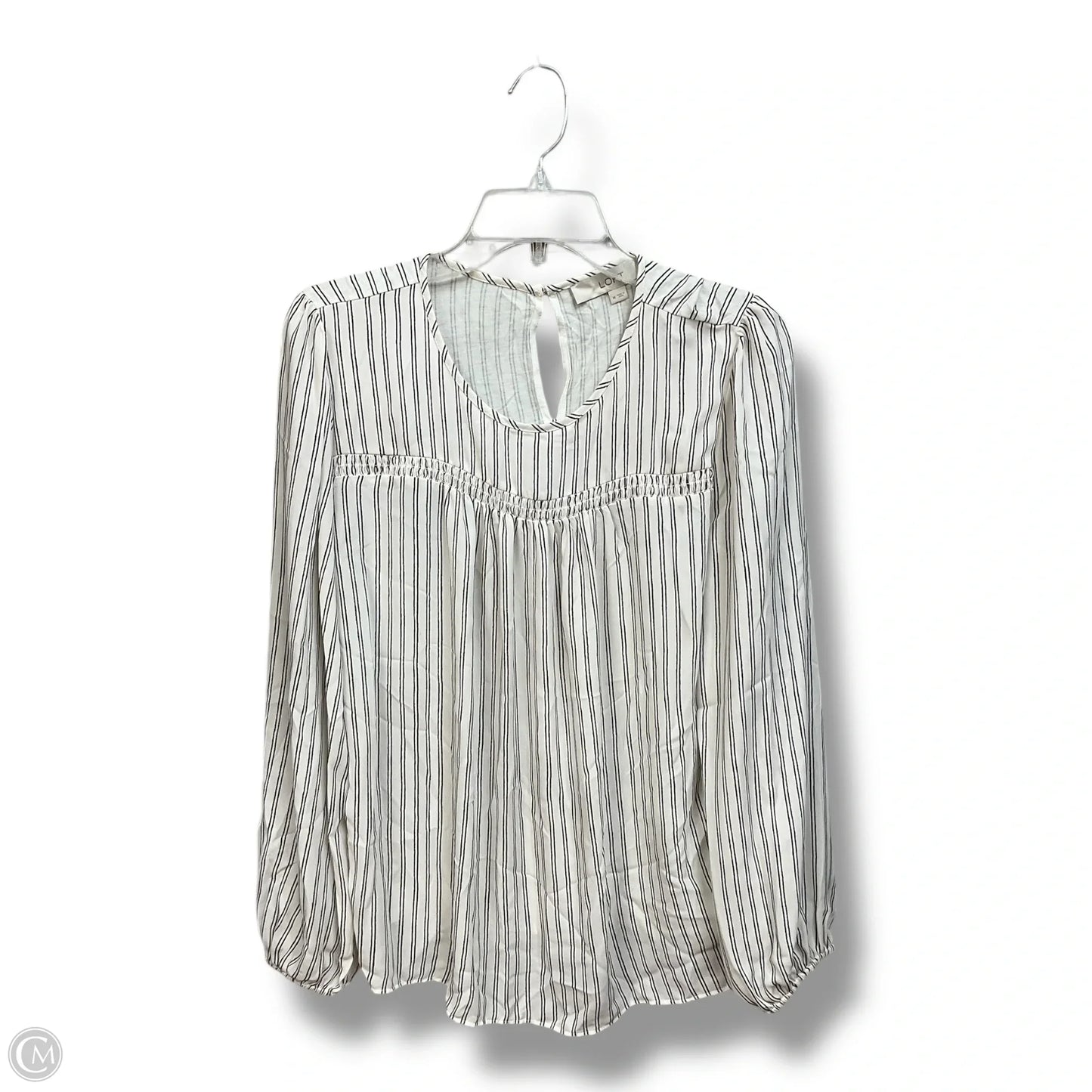 Blouse Long Sleeve By Loft In Black & White, Size: M