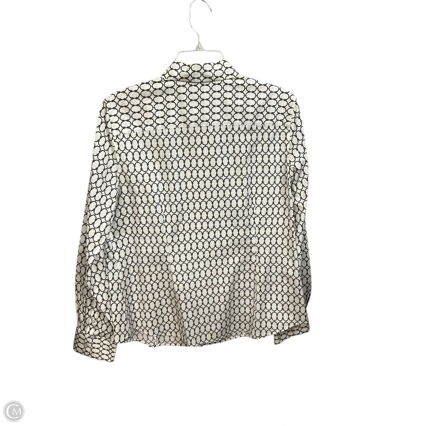 Blouse Long Sleeve By Talbots In Brown & White, Size: L