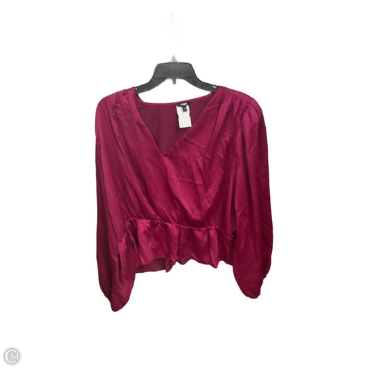 Blouse Long Sleeve By Express In Purple, Size: Xl