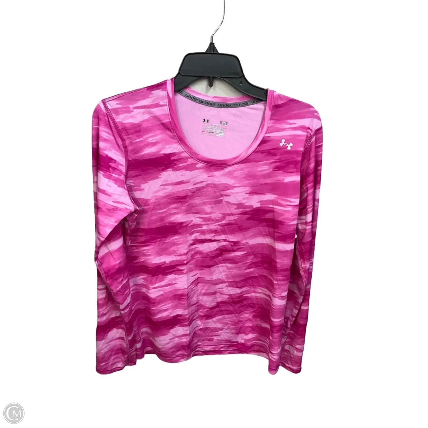 Athletic Top Long Sleeve Crewneck By Under Armour In Pink, Size: L