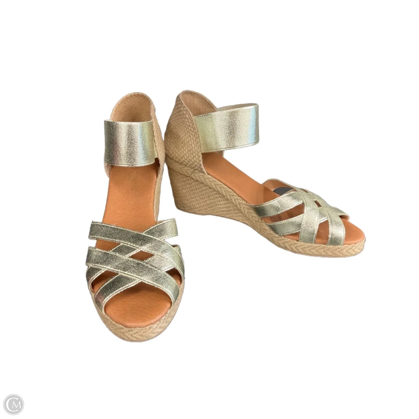 Sandals Heels Wedge By Cmb In Gold, Size: 8.5