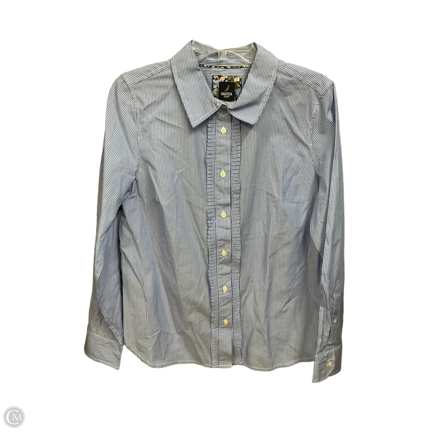 Blouse Long Sleeve By Nautica In Striped Pattern, Size: M