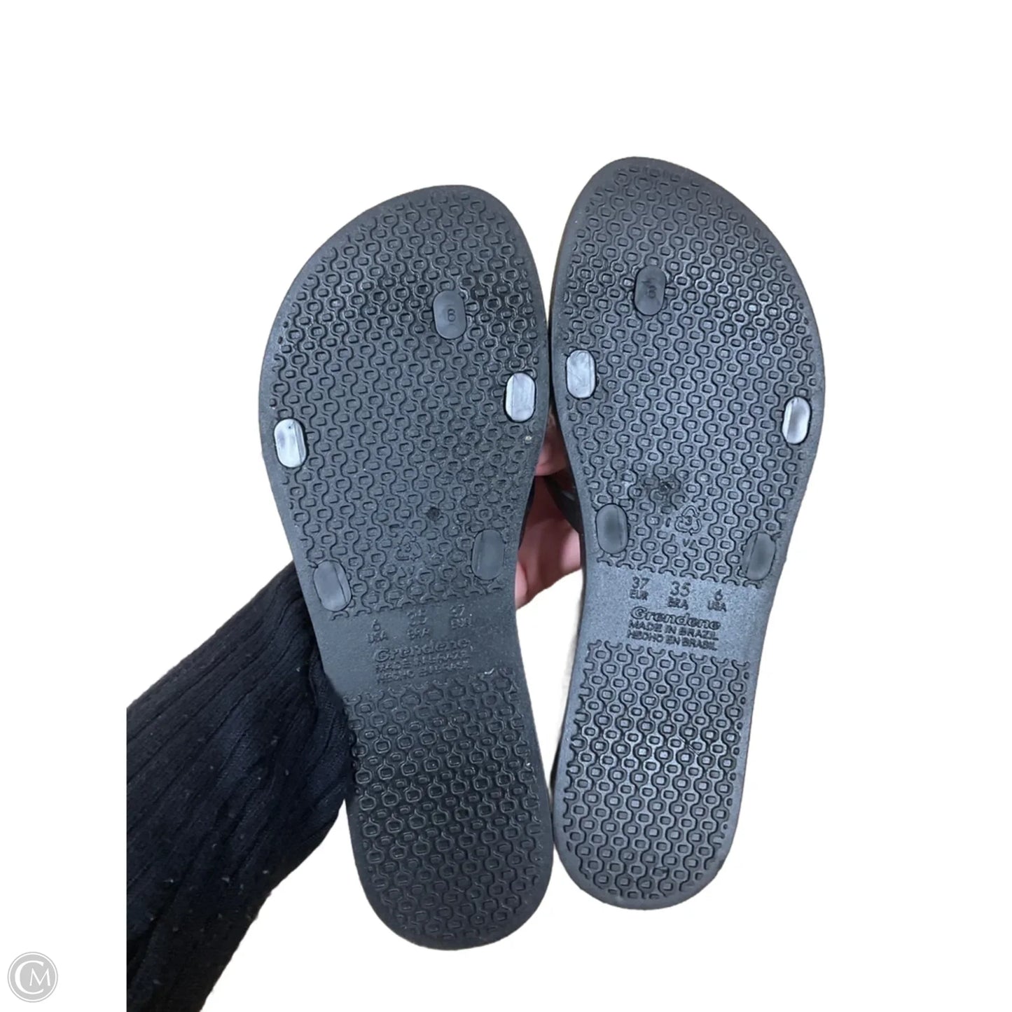 Sandals Flip Flops By Clothes Mentor In Black & Grey, Size: 6