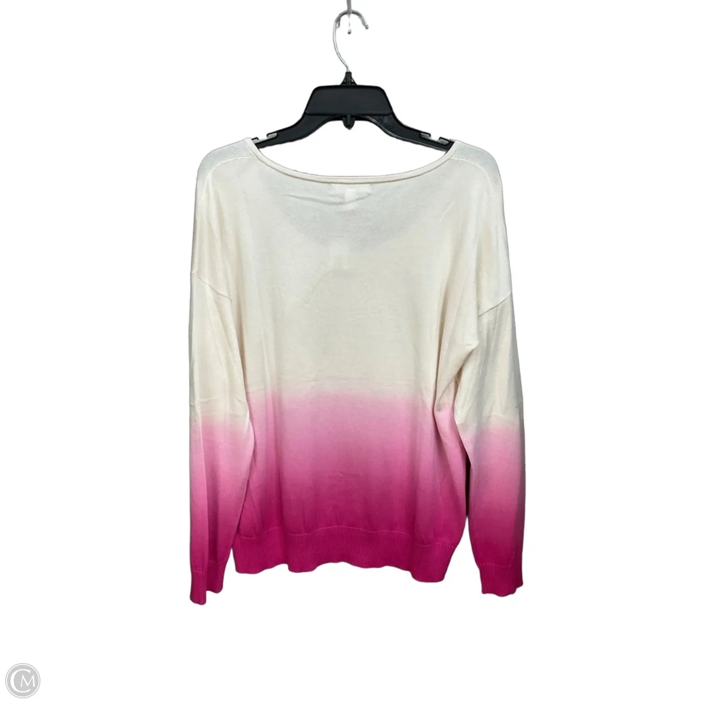 Top Long Sleeve By Banana Republic In Pink & White, Size: L