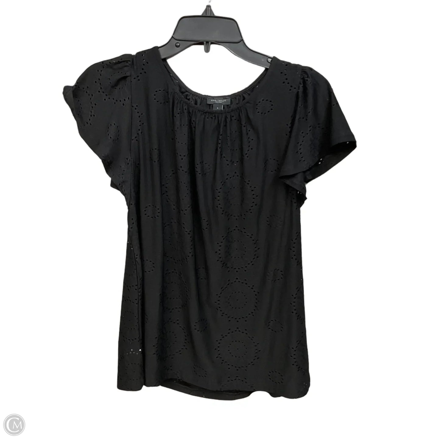 Top Short Sleeve By Ann Taylor In Black, Size: S