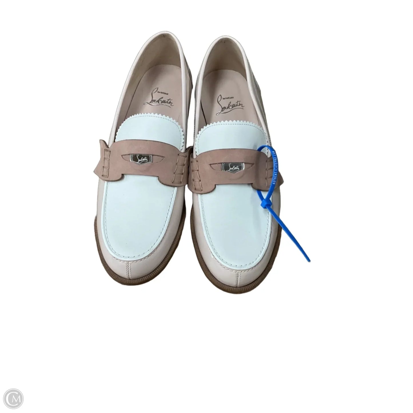 Shoes Luxury Designer By Christian Louboutin In Pink & White, Size: 7