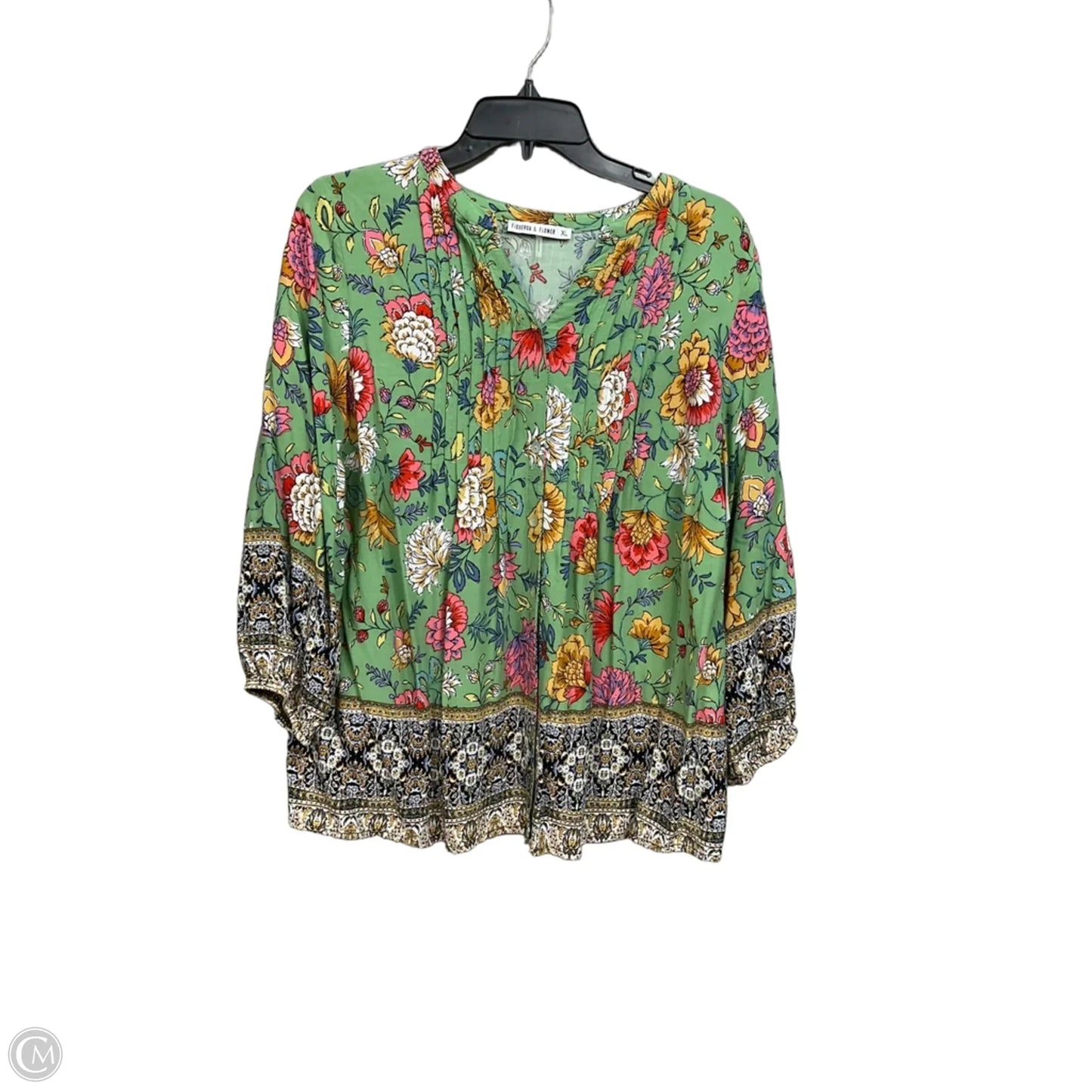 Top Long Sleeve By Figuero & Flower In Floral Print, Size: Xl