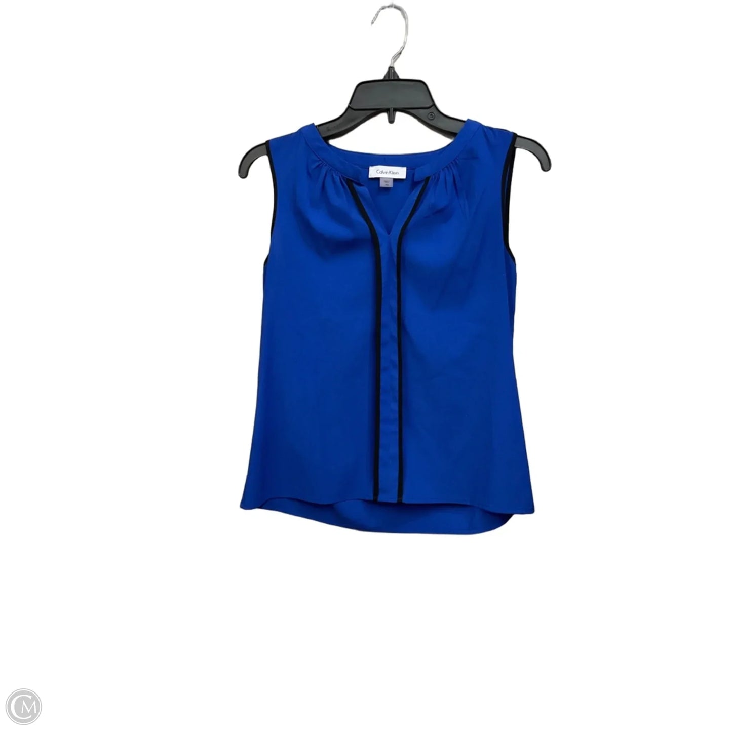 Blouse Sleeveless By Calvin Klein In Blue, Size: S