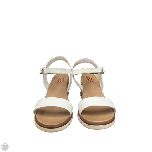 Sandals Heels Wedge By Clothes Mentor In White, Size: 9