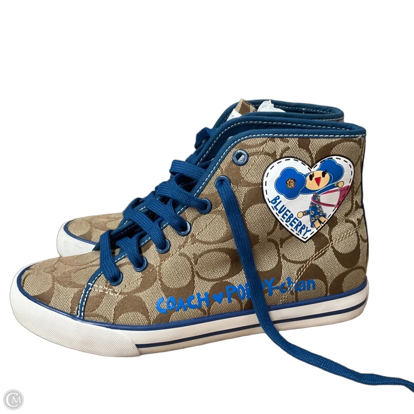 Shoes Designer By Coach In Blue & Brown, Size: 7